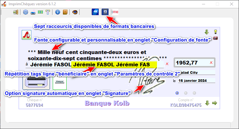 Aspects divers de l'interface
